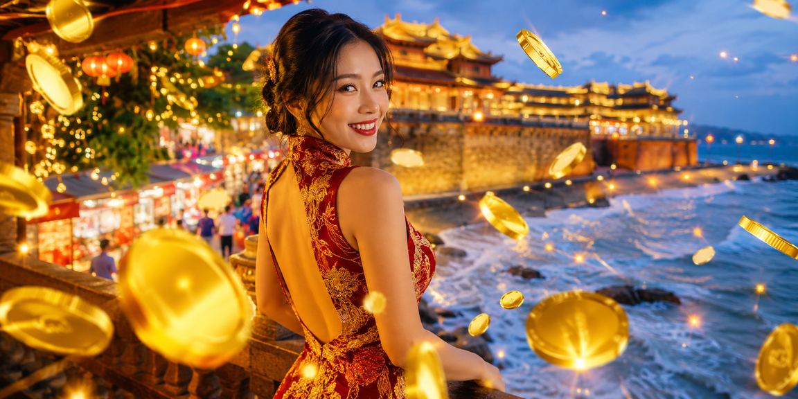 Không khí giải trí casino về đêm tại chợ đêm Huế với ánh đèn rực rỡ